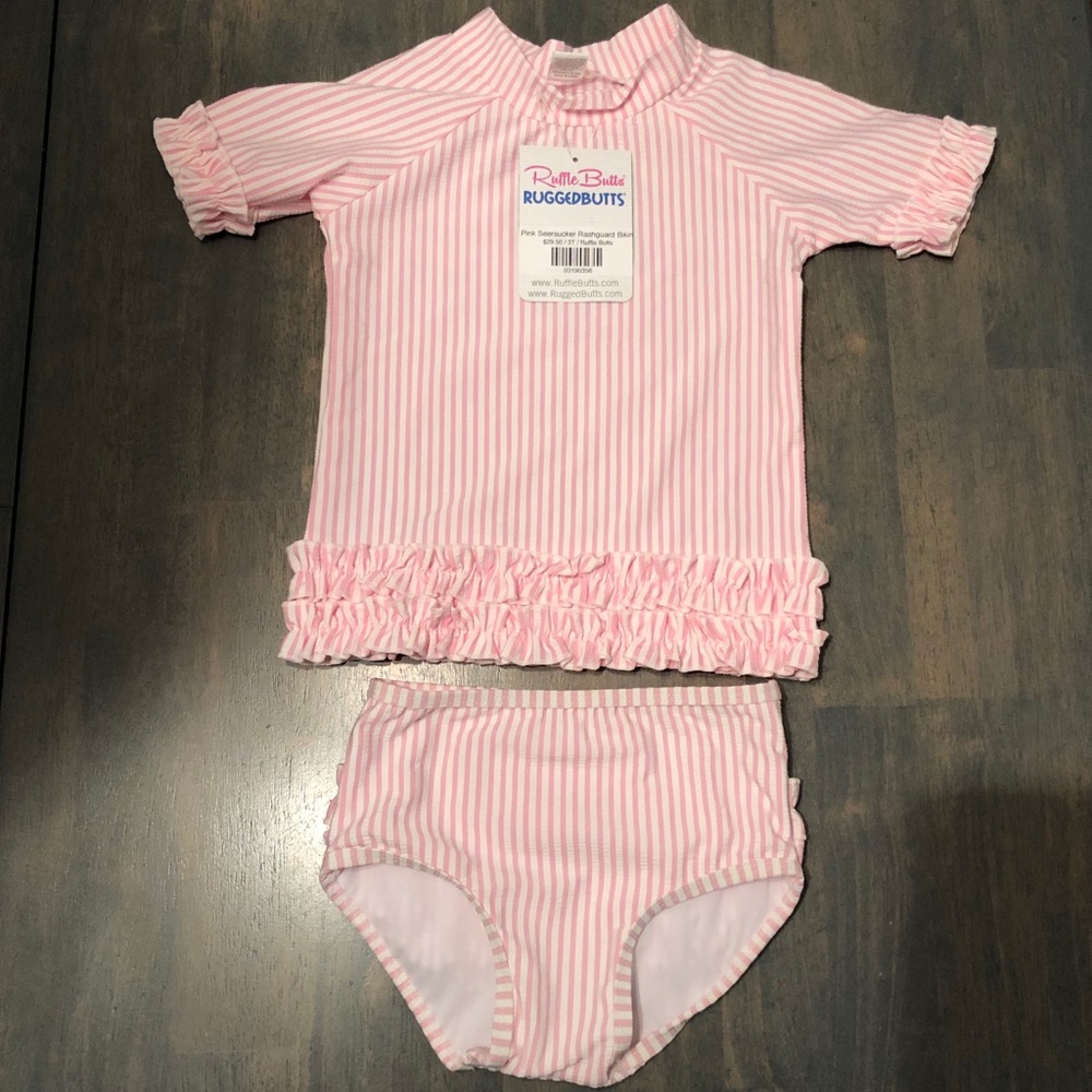 Pink Seersucker Ruffle Butts 3T